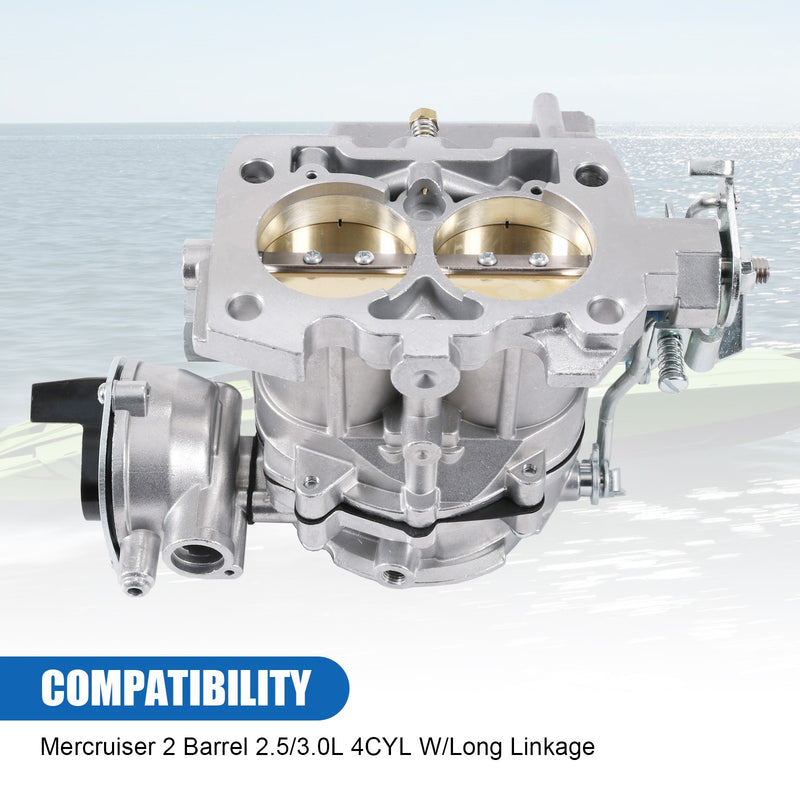 Marine Carburetor with Gasket for Mercruiser 2 Barrel 2.5L 3.0L 4CYL Long Linkag