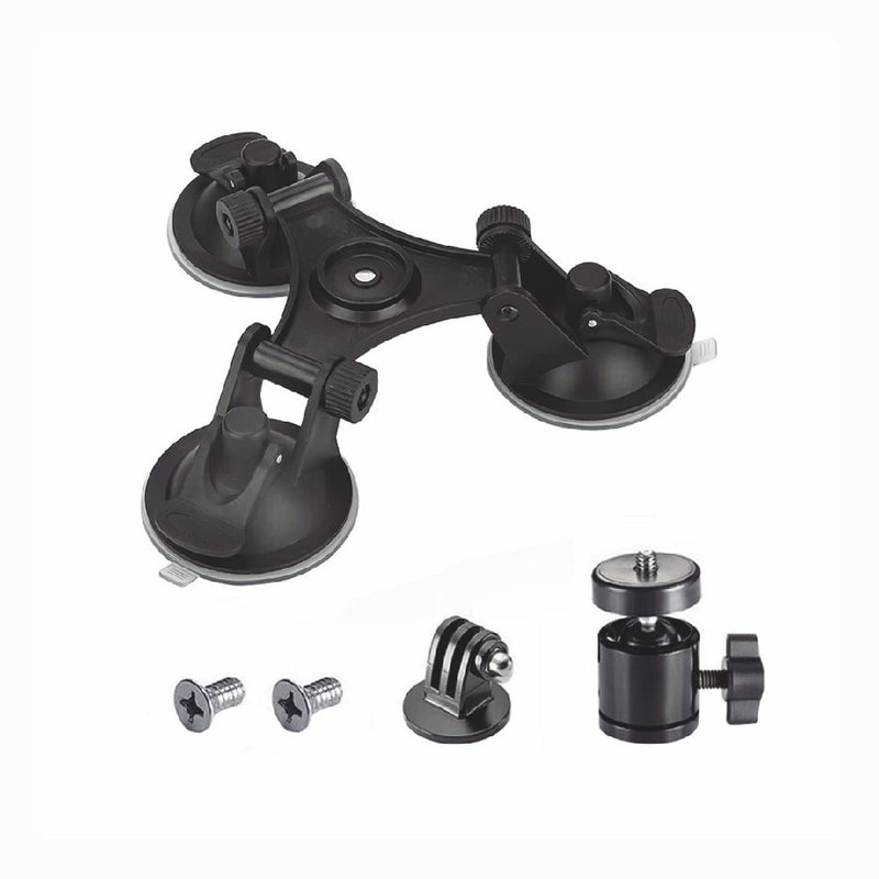 Triple Suction Cup Car Holder Mount for GoPro Hero 10 9 8 7 6 5 DJI OSMO Camera