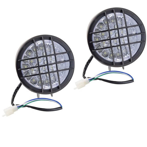 DURAFORCE 2Pcs LED Headlight Lens Bulbs Grills for Yamaha Banshee Warrior 350 1987-2006