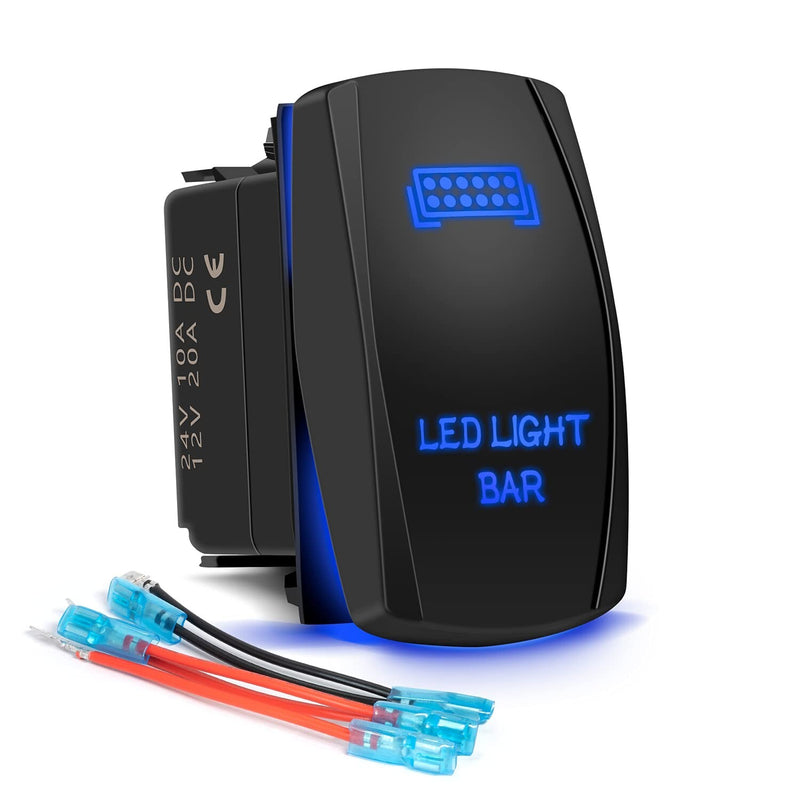 2pcs Blue Rocker Switch Rear Light LED Light Bar Toggle 5 Pin for Car ATV UTV