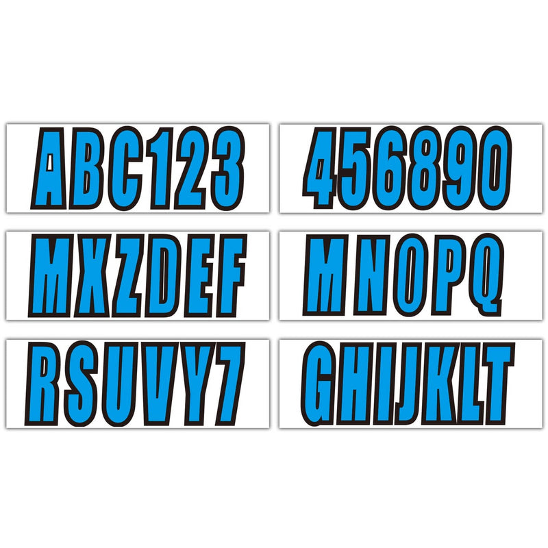 DURAFORCE Boat Registration Decals Letters And Numbers Stickers A-Z & 0-9 Blue 4 Sets