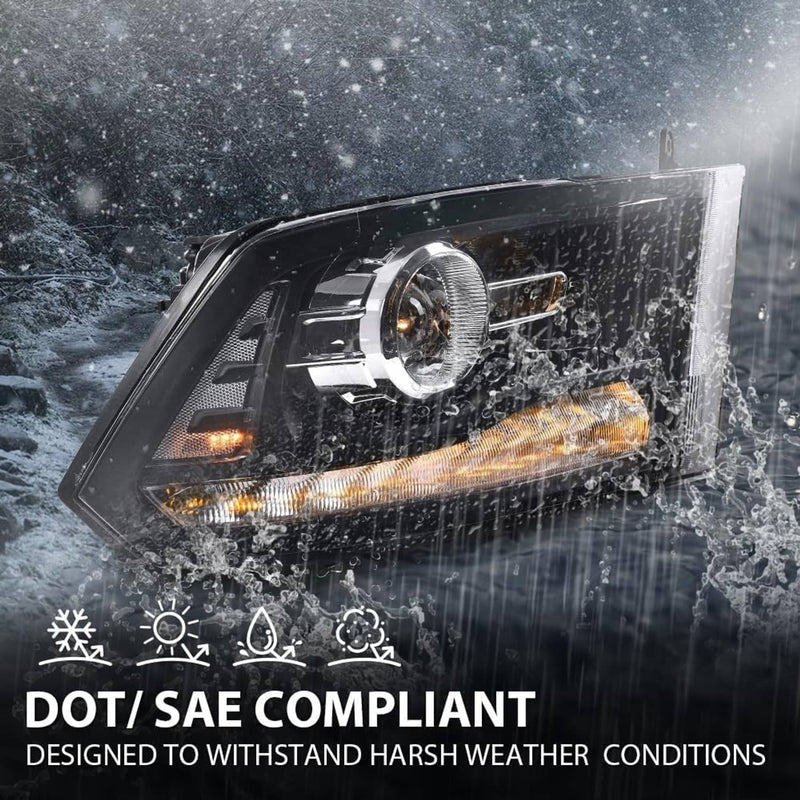 Projector Headlights LED DRL Left Right for Dodge Ram 1500 2500 3500 2009-2018