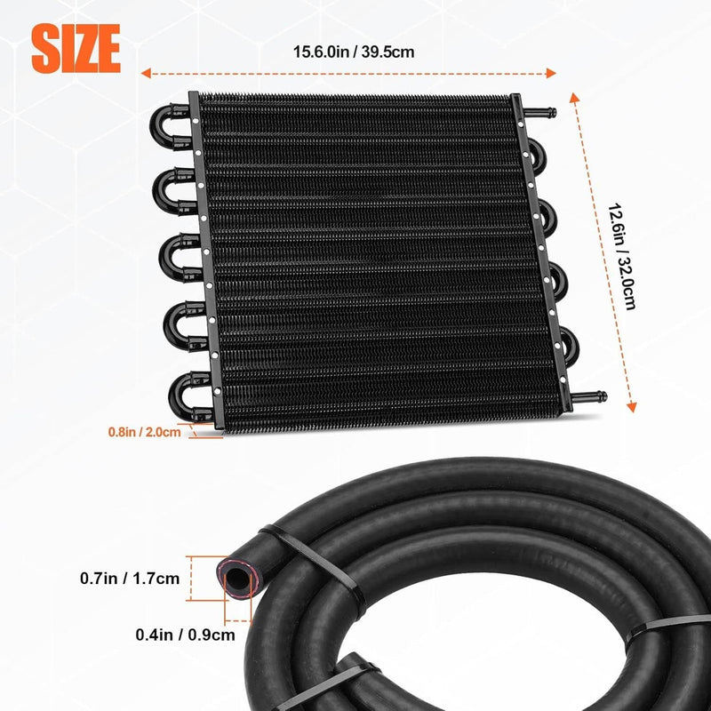 10 Rows Universal Aluminum Remote Transmission Oil Cooler Radiator Converter Kit