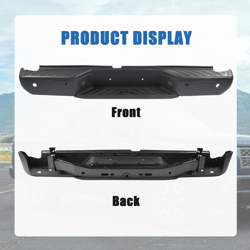 Rear Steel Step Bumper Assembly with Sensor Holes for Nissan Frontier 2013-2021