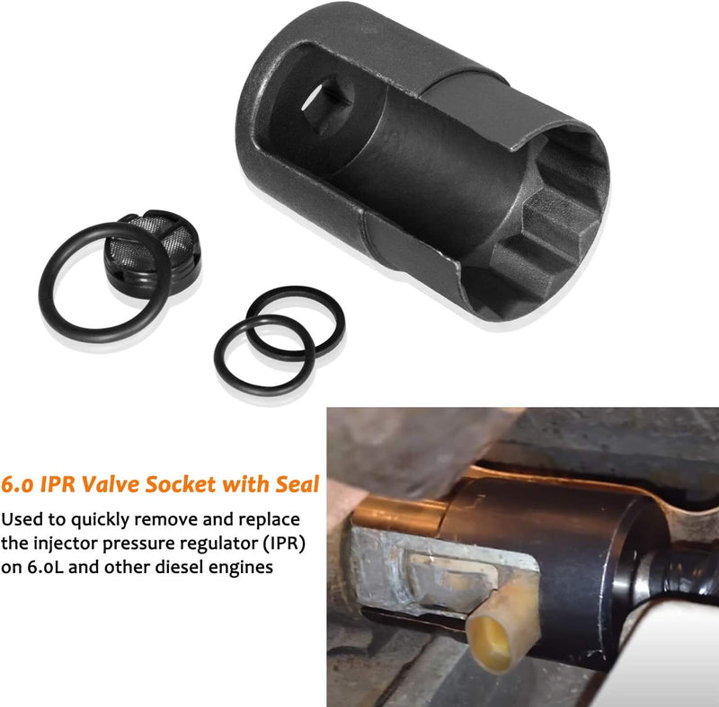 6.0 IPR Valve Socket Air Test Fitting Tool Fuel Rail Adapters for Ford 6.0L