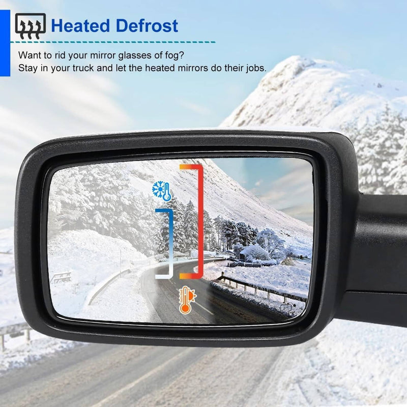 Left Side Mirror Chrome Power Fold Heated Temper Sensor for Ram 1500