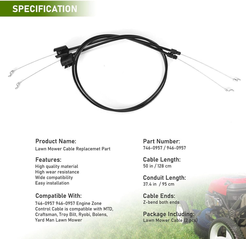 56Inch Replacement Engine Brake Zone Control Cable for Craftsman Lawn Mower 2PCS