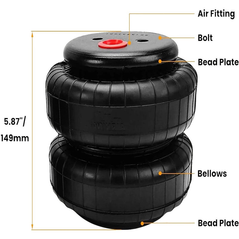 2500 lb Air Ride Suspension Bags 1/2" NPT Single Port Heavy Duty 2Pcs