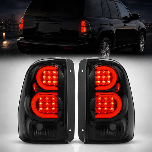 DURAFORCE LED Tube Tail Lights Black Smoke for Chevy Trailblazer 2002-2009