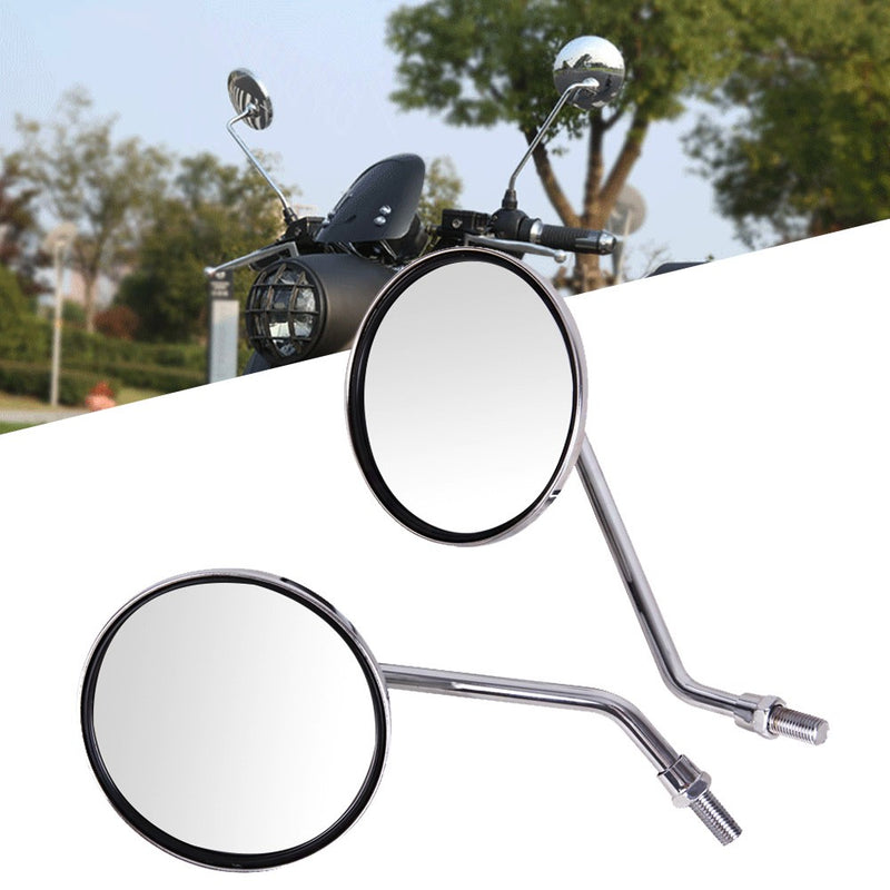Classical Chrome Motorcycle Rearview Side Mirrors Set for Honda Suzuki Kawasaki