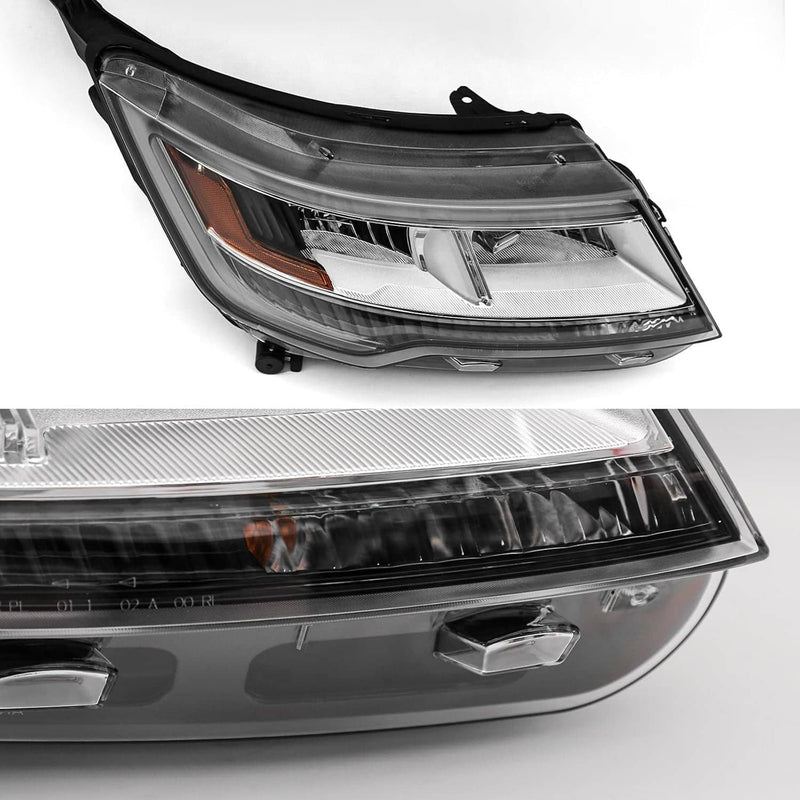 Headlights Assembly LH RH Pair for Ford Explorer Chrome with LED DRL 2016-2019