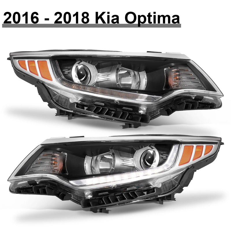 For 2016 2017 2018 Kia Optima LED DRL Headlights w/ Bulbs Headlamps Left & Right
