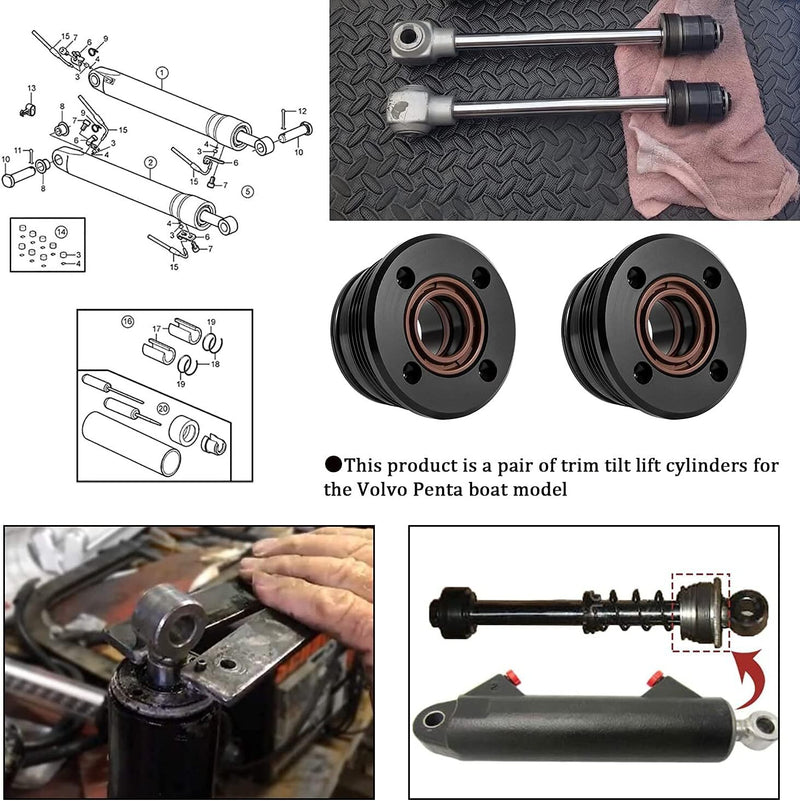 Trim Tilt Cylinder End Cap Rebuild Kit for Volvo Penta 290 DP SP 2Pcs