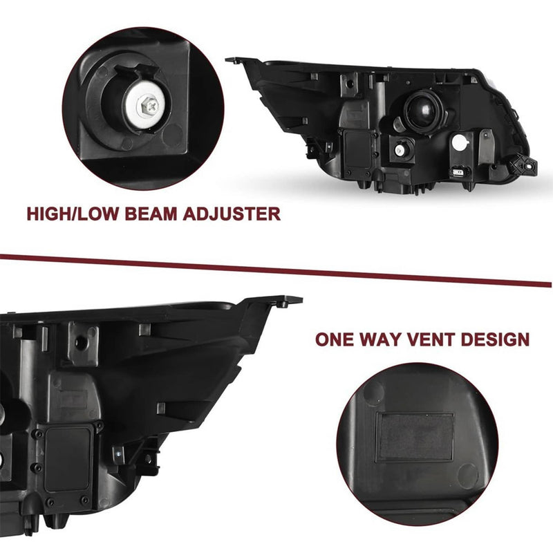 Headlights Assembly LH RH for Ford Explorer Chrome w/ LED DRL 2016-2019 Pair