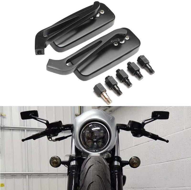 Black Rectangle Rear-View Mirrors for Harley Touring Road Glide Road King, 2x