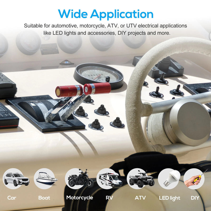 10pcs 12V-48V Wire Leads Waterproof On-Off Push Button Switch for Motorcycle Car