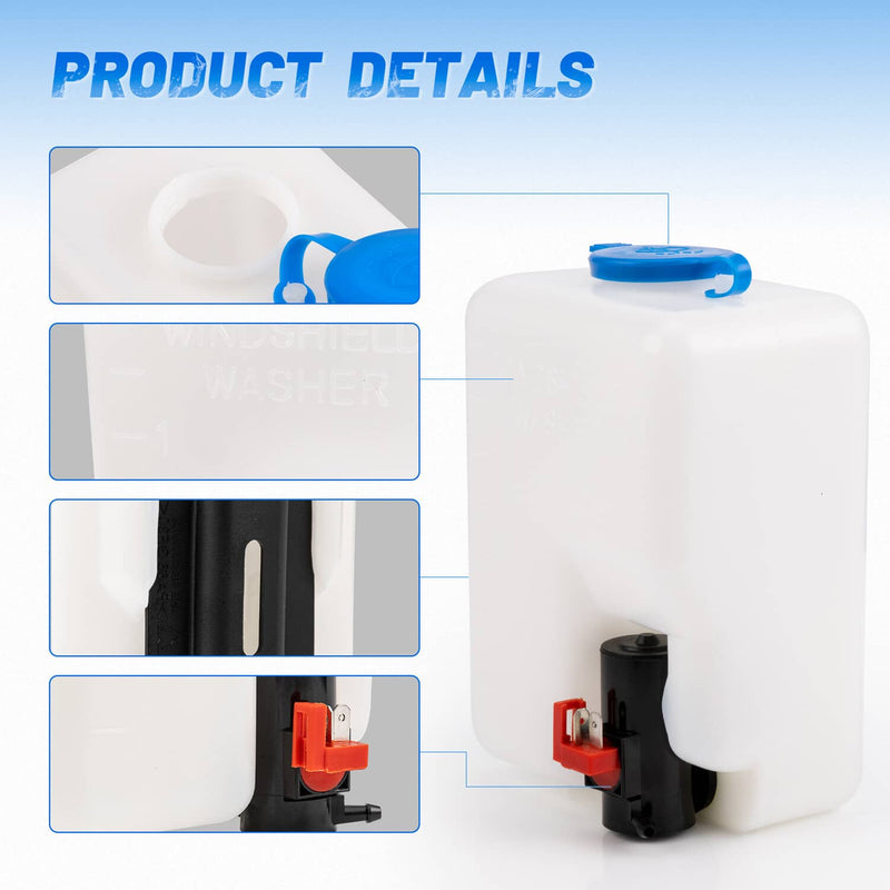 12V UTV Windshield Washer Bottle Tank Pump Wiper System Reservoir Kit Universal