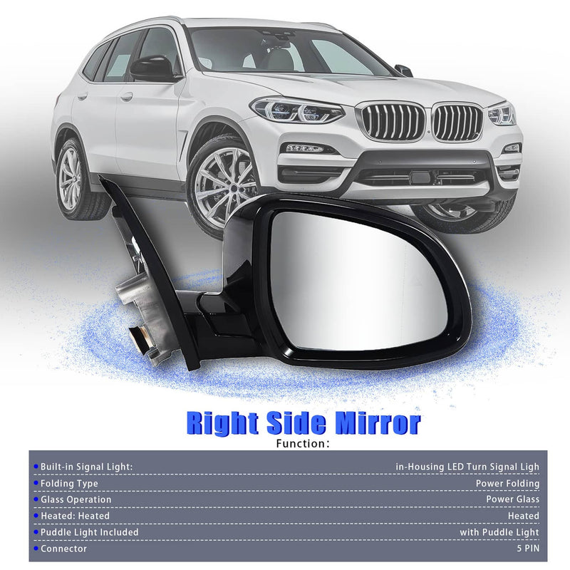 Passenger Side Mirror Blind Spot for BMW 320i 330i 330e 2019-2023 Black