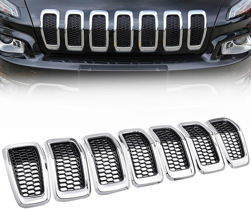 Chrome Front Bumper Grille Insert Honeycomb Mesh for 2014-2018 Jeep Cherokee