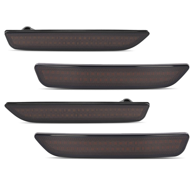 DURAFORCE Side Marker Lights Smoked Lens for Ford Mustang 2010-2014 Front Rear LED 4 Piece