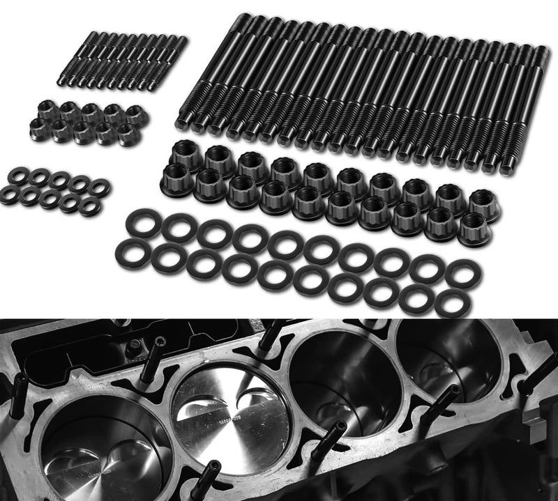 Head Studs Bolts Kit Black for Chevy GM 4.8L 5.3L 5.7L 6.0L 6.2L 7.0L