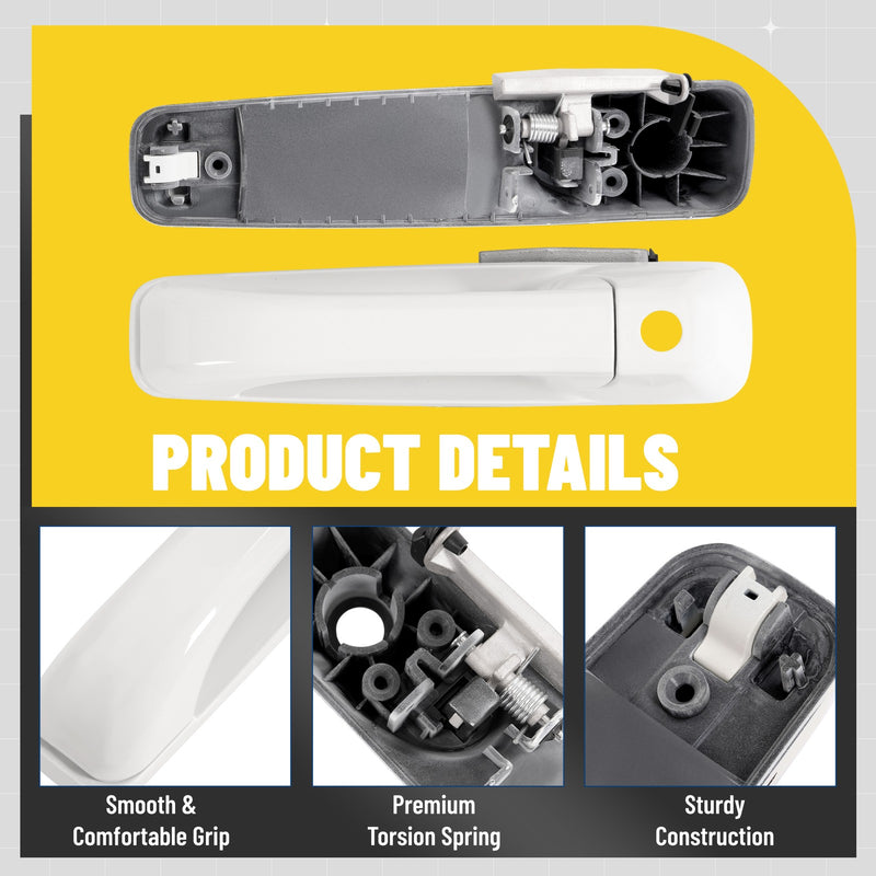 Outside Door Handle White for Dodge Ram 1500 2009-2024 2500 2011-2025 4 Pcs