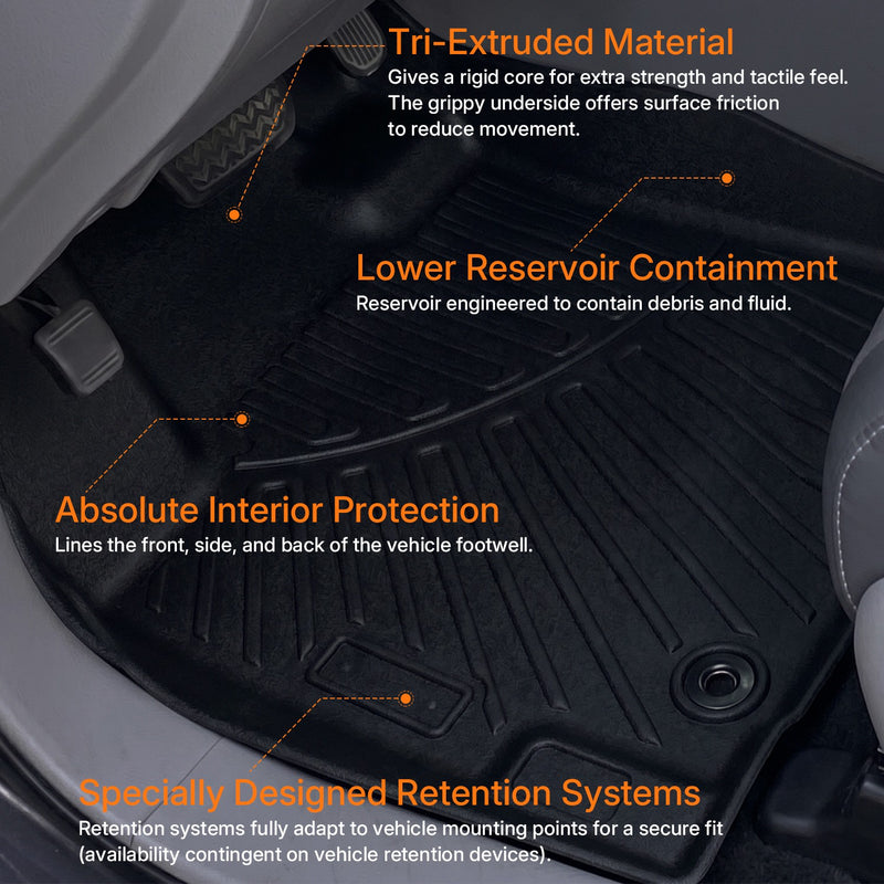 Floor Mats for Toyota Highlander 2008-13 Non Hybrid All Weather TPE Liners