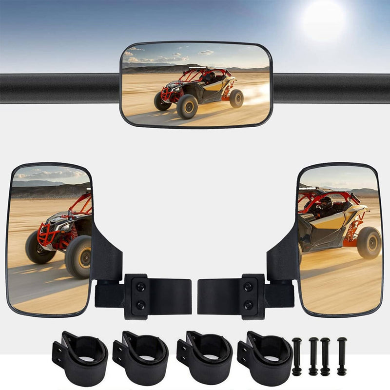 Universal UTV Side Mirrors And Center Mirror 1.75" to 2" Roll Bar Cage