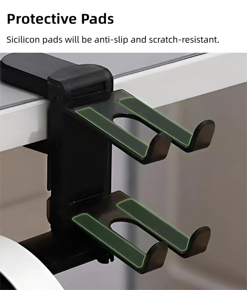 3-in-1 PC Gaming Headphone & Controller Holder Hanger Black