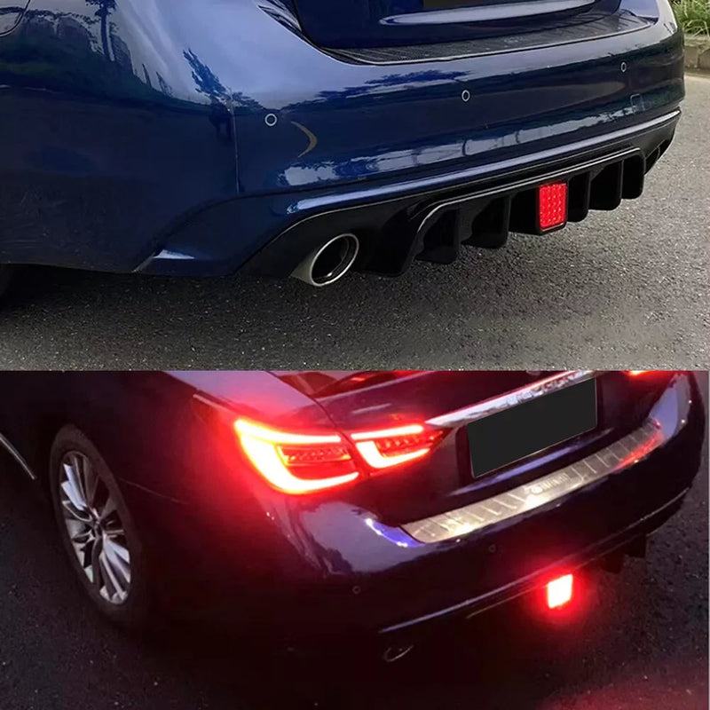DURAFORCE Glossy Black Rear Bumper Diffuser & Rear Spoiler Fit for 2018-2023 Infiniti Q50