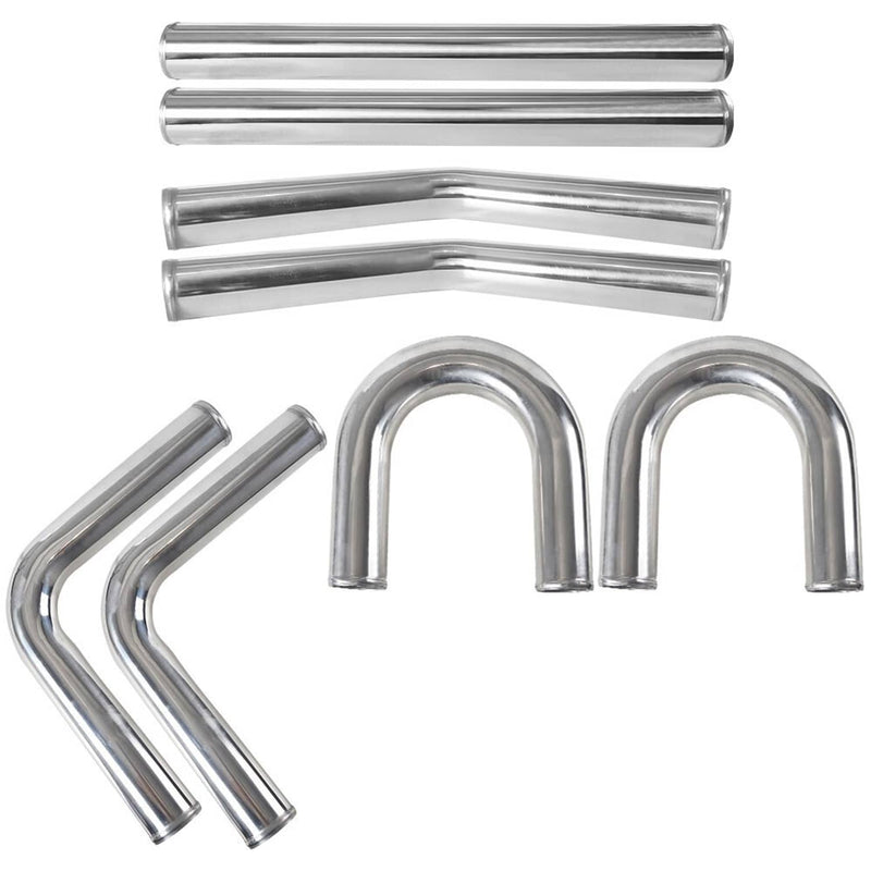 2.5" Universal Aluminum Turbo Intercooler Elbow Pipe Kit 8 Pieces Silver
