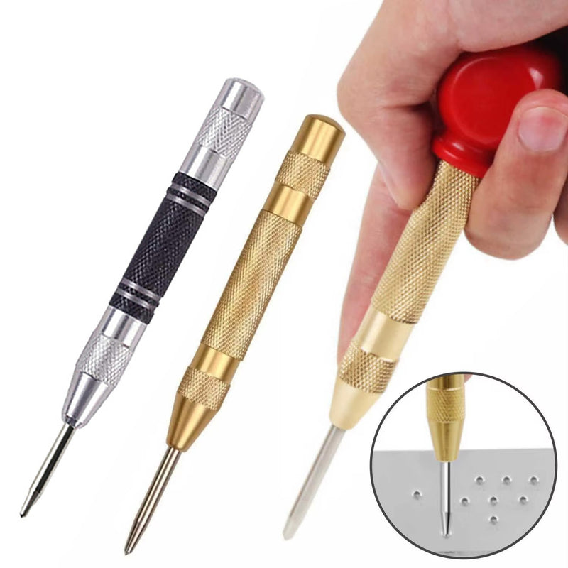 3pcs Automatic Center Punch Adjustable Spring-Loaded Metal Drill Tool Hole Punch