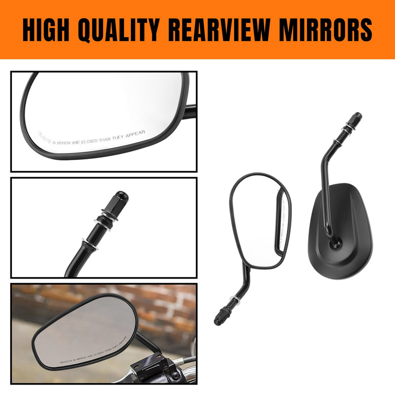 Long Stem Teardrop Rearview Mirrors for Harley Touring Sportster Softail Dyna