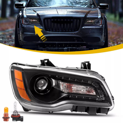 DURAFORCE #68085416AF Passenger Projector Headlight Clear Lens for Chrysler 300 2011-2023