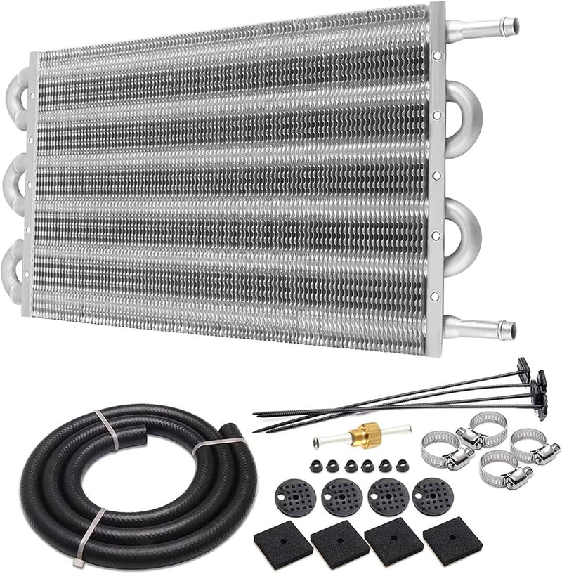 Universal 6 Row Aluminum Remote Transmission Oil Cooler Radiator Converter Kit