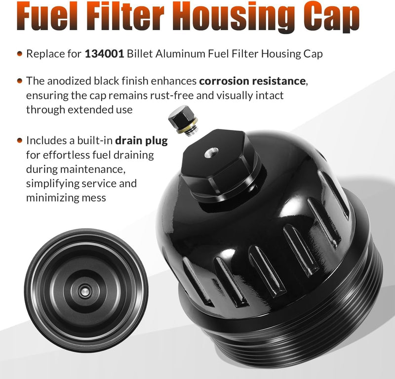 134001 Billet Aluminum Fuel Filter Housing Cap for GM Duramax 6.6L L5P
