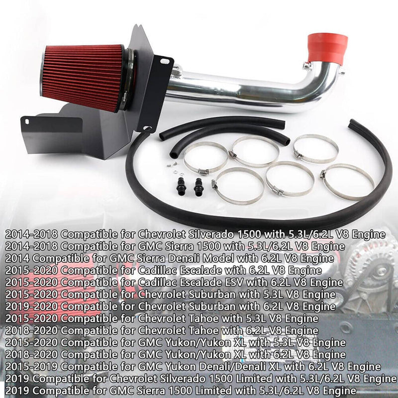Cold Air Intake System w/ Filter Shield for Chevy GMC 1500 5.3L 6.2L 14-18