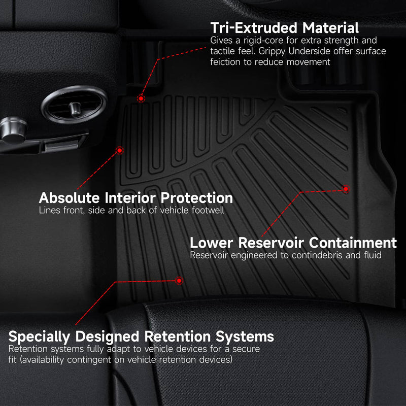 Floor Mats for Toyota Tundra CrewMax Cab 2022-2026 All Weather TPE Floor Liners
