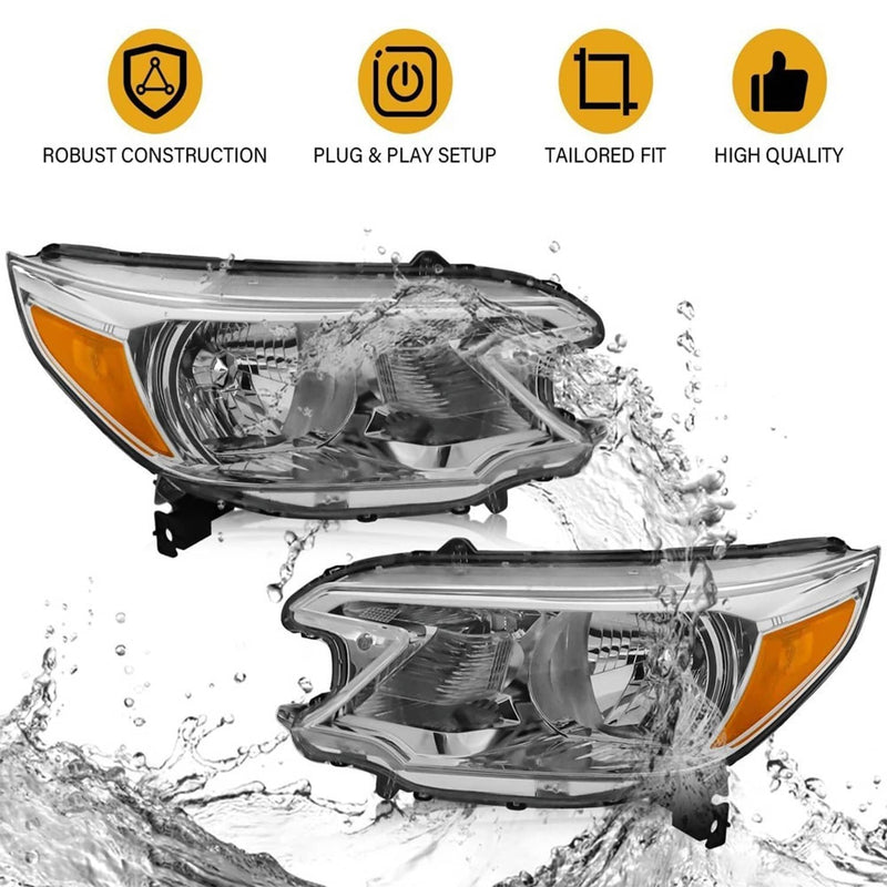 Pair Chrome Amber Corner Headlights for Honda CRV CR-V 2012-2014 Left Right
