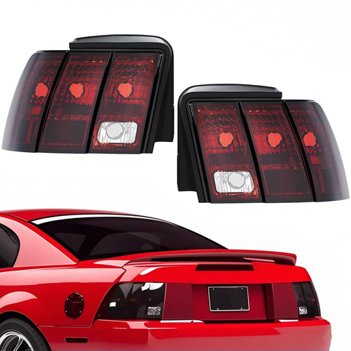 DURAFORCE Tail Lights Rear Brake Lamps for Ford Mustang 1999-2004 Red Smoked Left Right