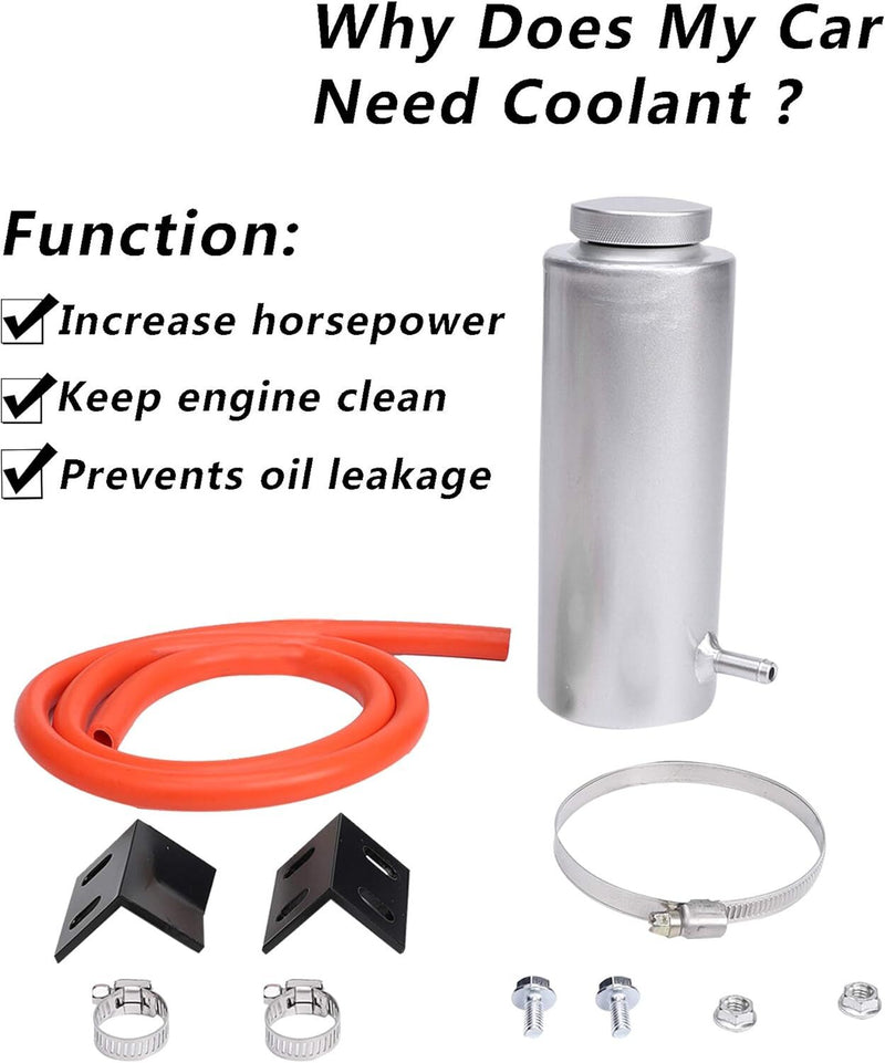 Universal Radiator Coolant Overflow Reservoir Tank for 800ml Silver Aluminum Cat
