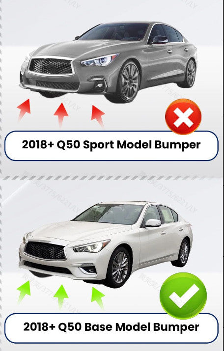 Glossy Black Front Bumper Lip Splitter Chin for Infiniti Q50 2018-2024 Luxe