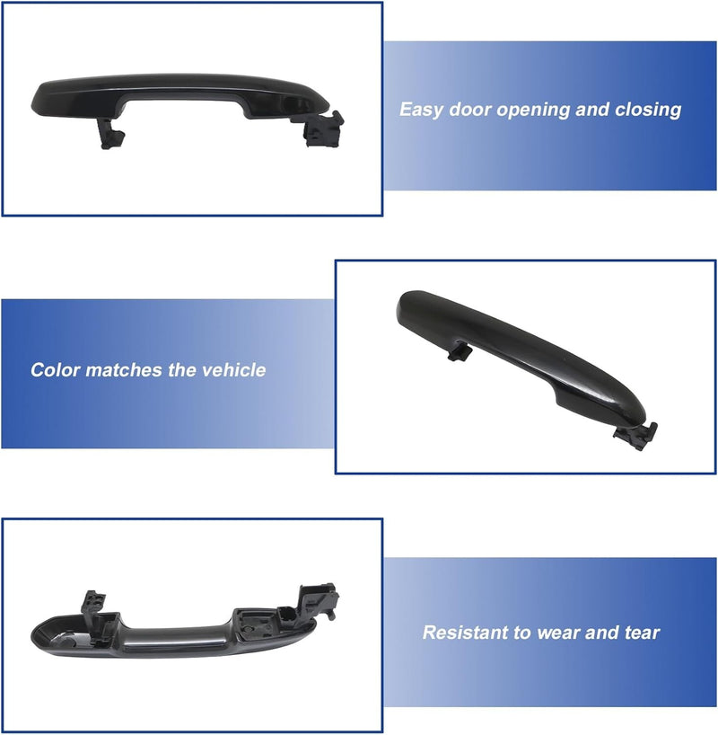 Rear Driver Passenger Side Exterior Door Handle Black for Toyota Rav4 2017-23 EK