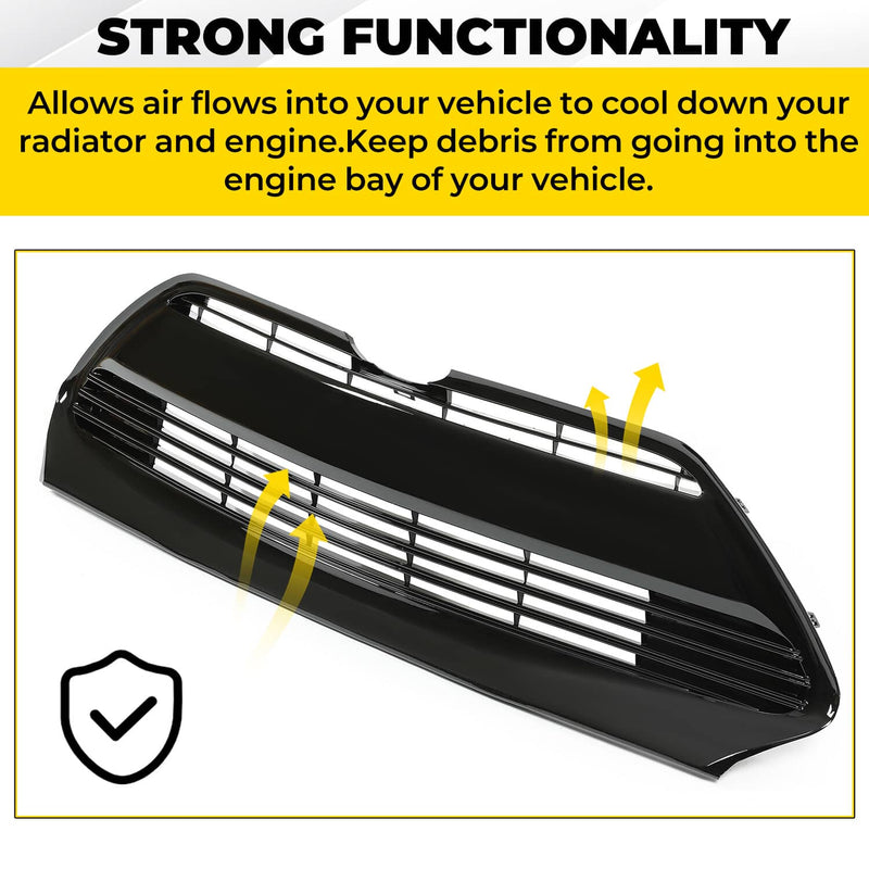 DURAFORCE Front Bumper Lower Grille Black for Toyota Corolla L LE XLE 2017-2019