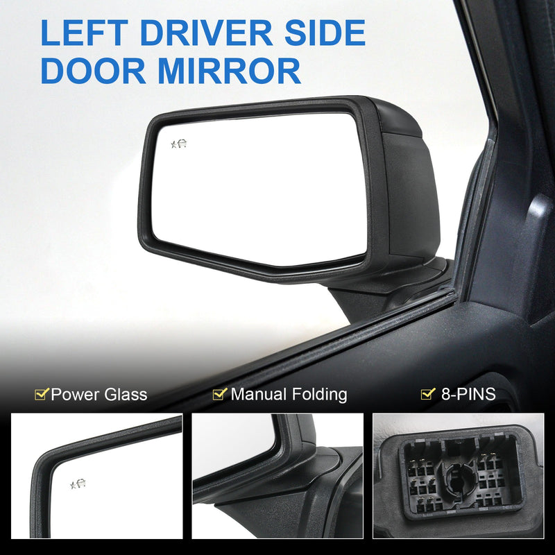 Left Driver Side Mirror Power Heated Puddle BSD for 2019-2024 Silverado 1500