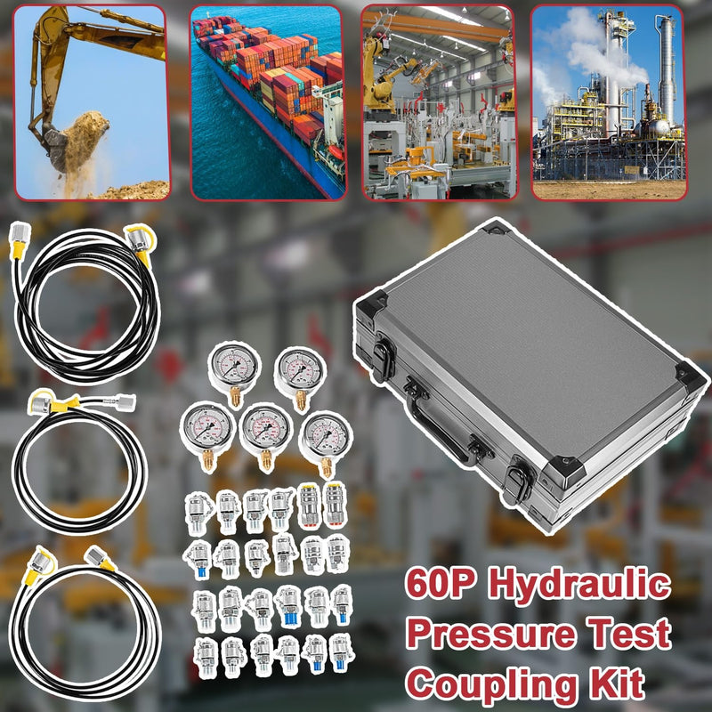 60P Hydraulic Pressure Test Kit for Caterpillar Case John Deere Bobcat Komatsu
