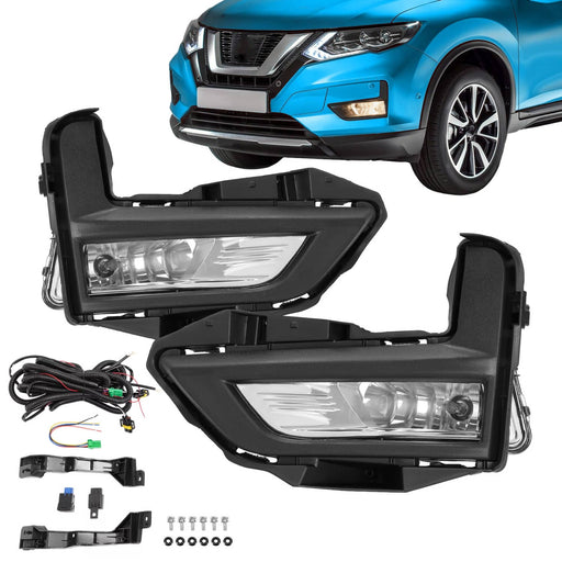 DURAFORCE Front Bumper Fog Lamps With Bezel Bulbs for Nissan Rogue S SL SV 2017-2020