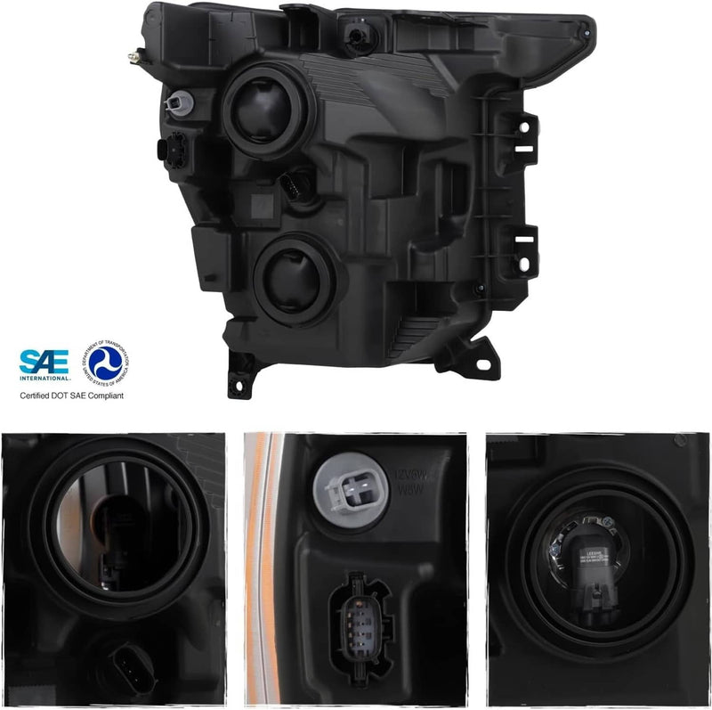 Headlights Halogen Black Pair for Ford F150 2021 2022 2023 Left Right Headlamps