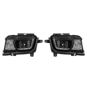 DURAFORCE LED Tube Projector Headlights Headlamp Black for Chevrolet Camaro 2010-2013 Pair