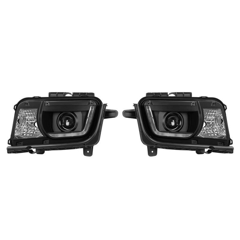 DURAFORCE LED Tube Projector Headlights Headlamp Black for Chevrolet Camaro 2010-2013 Pair